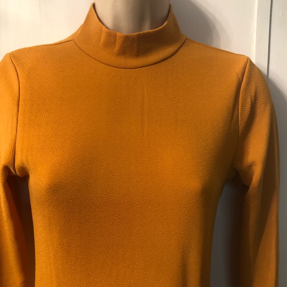 Woman’s fall mustard yellow Mock neck long sleeve shein dress - Picture 2 of 13